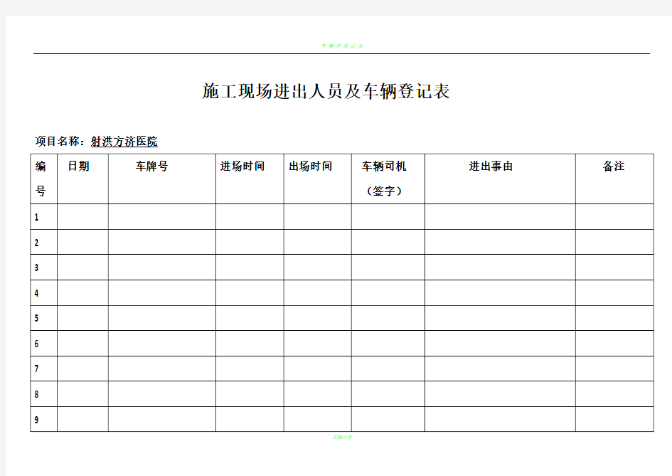 施工现场进出人员及车辆登记表