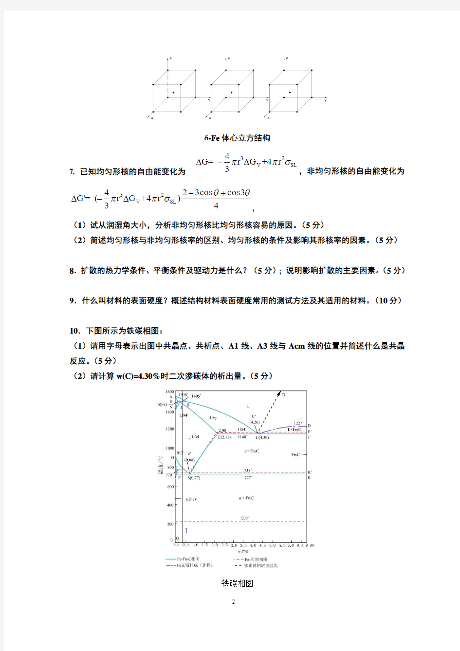 复旦大学材料科学导论试卷A