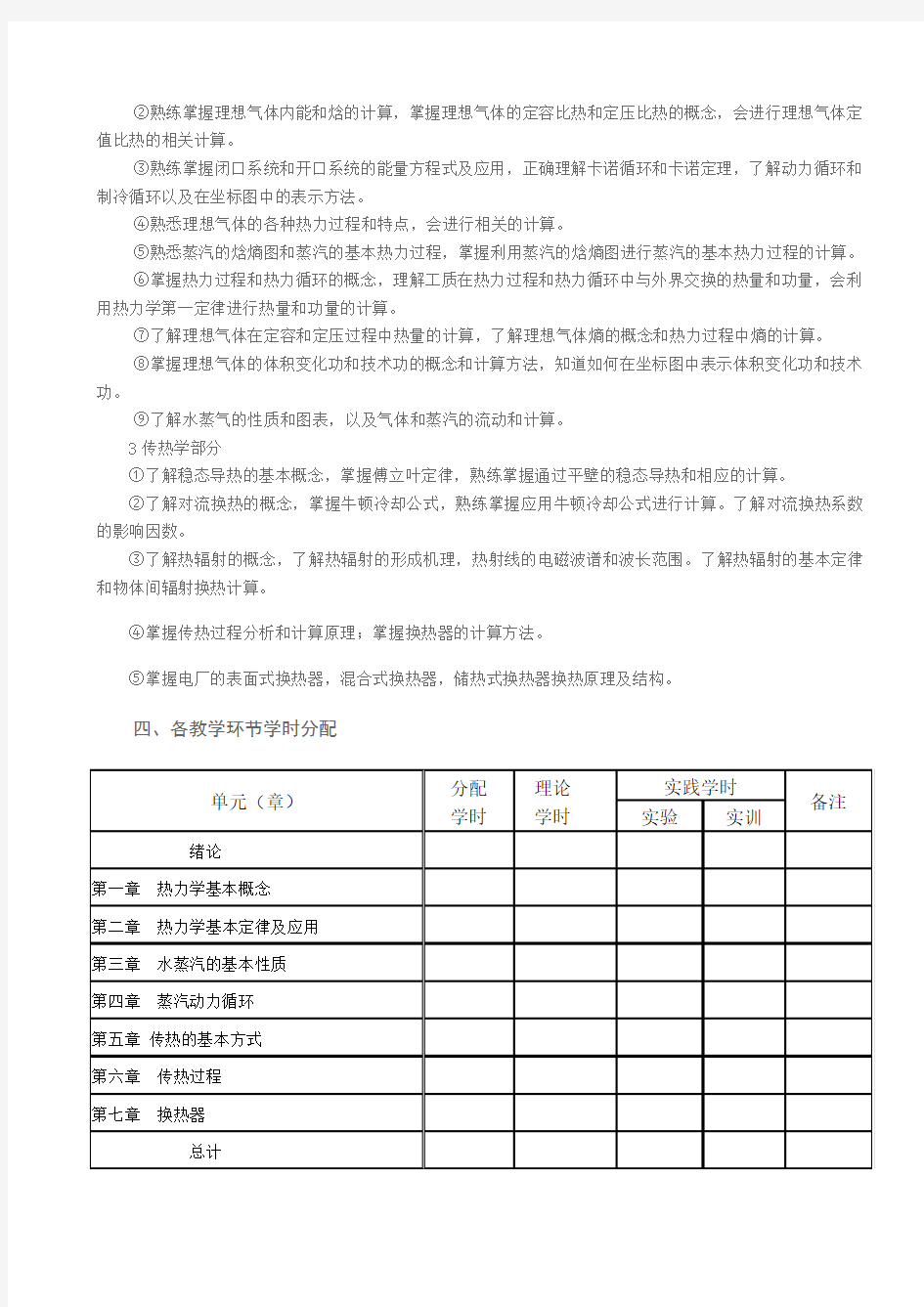 热工基础教学大纲,