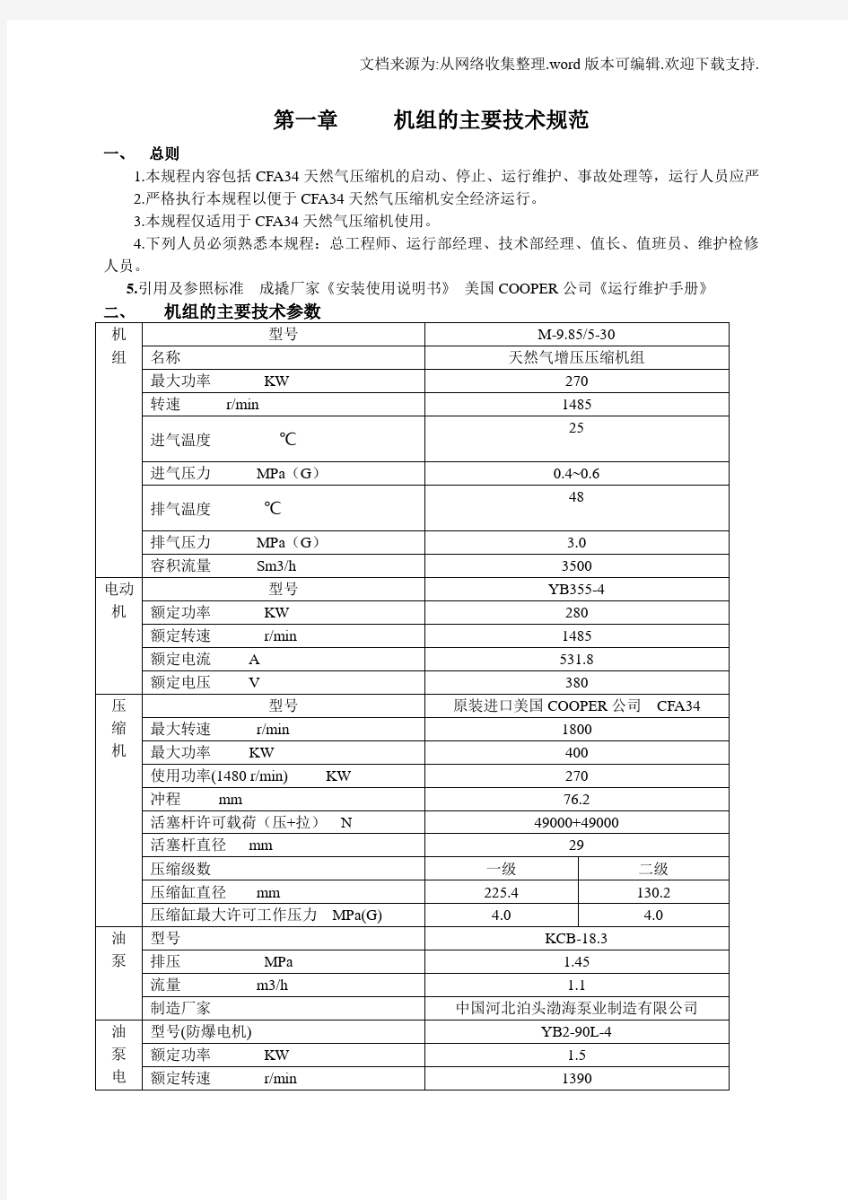 天然气压缩机机操作规范