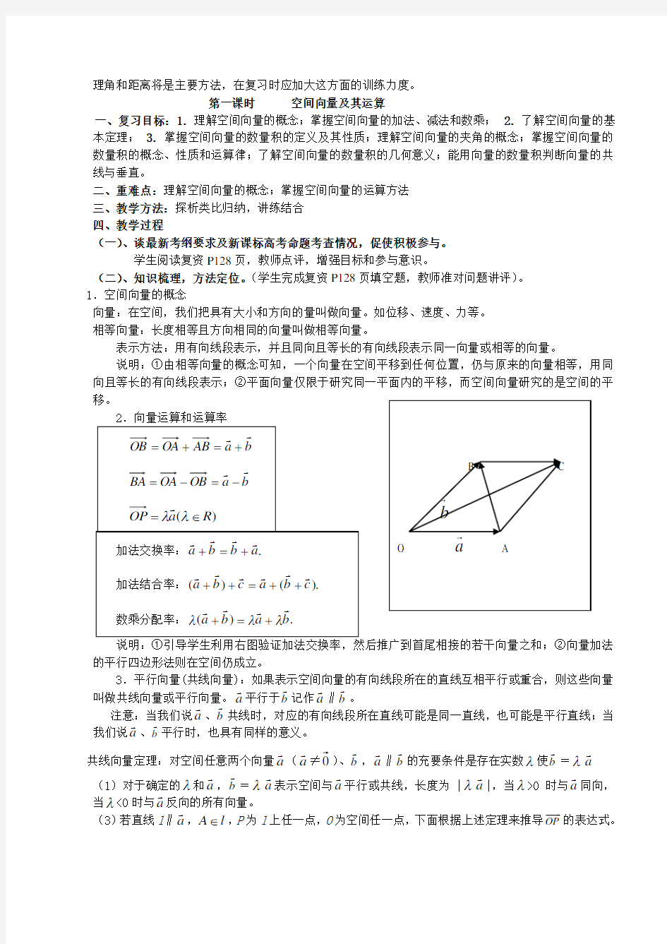 空间向量与立体几何教案 (2)