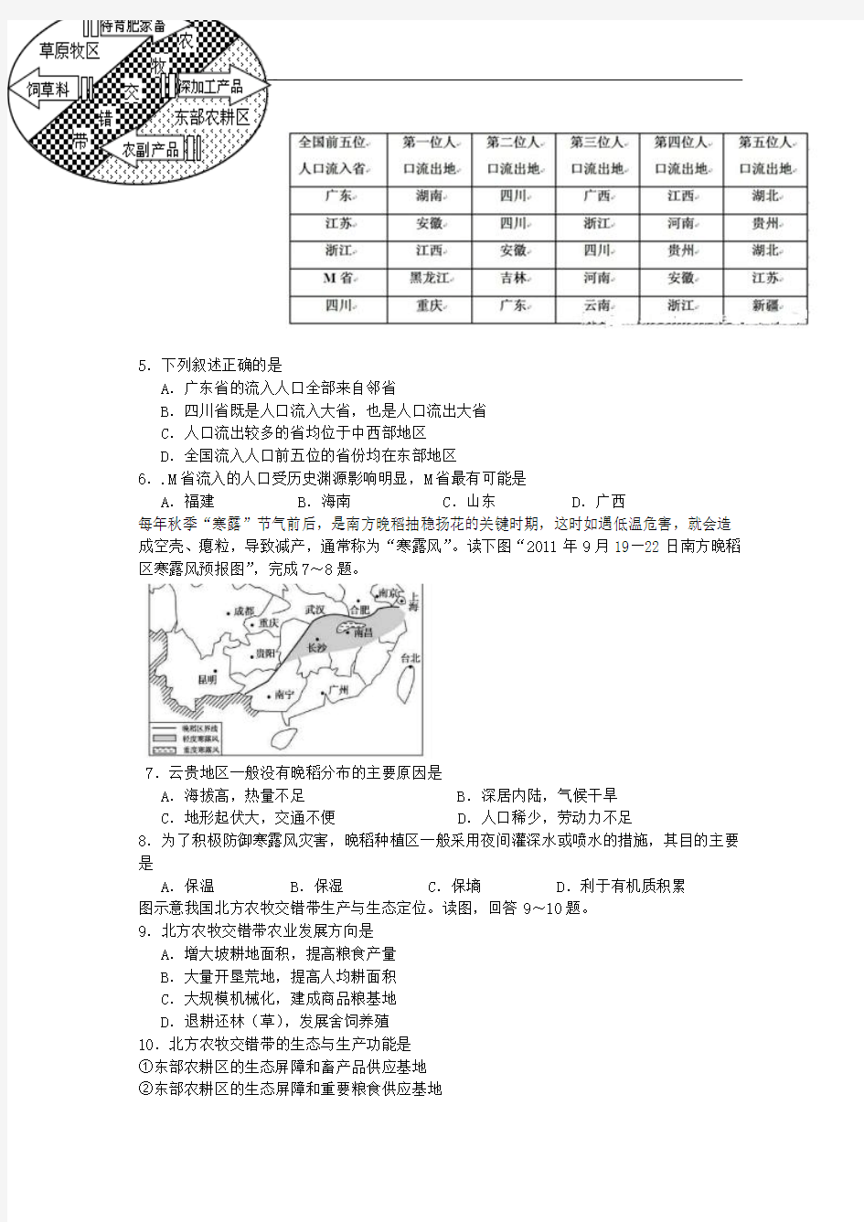 【月考试卷】湖北省宜昌市2015-2016学年高二地理3月月考试题