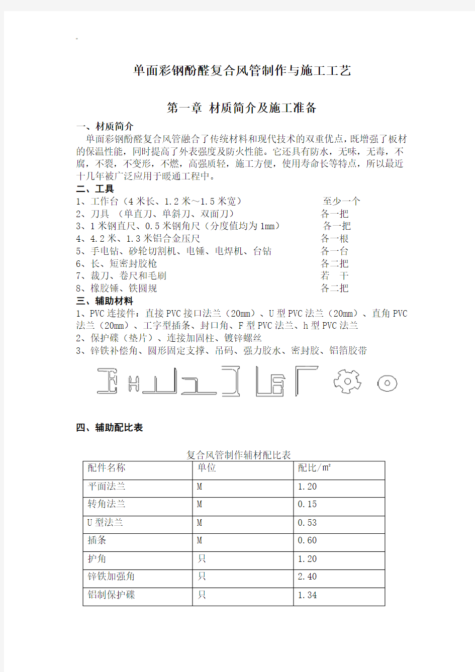 单面彩钢酚醛复合风管专项施工工艺标准