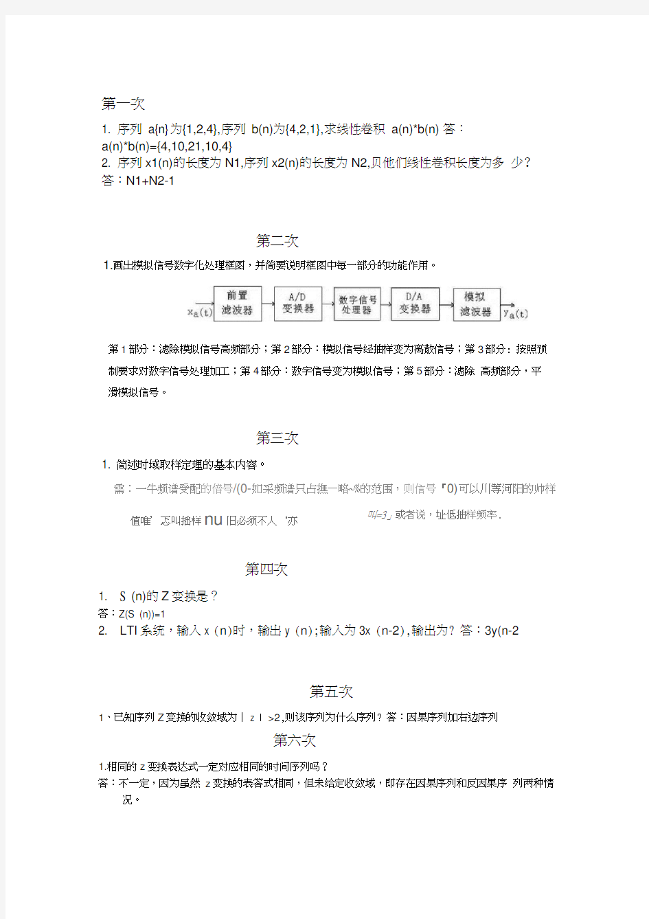 数字信号处理复习资料