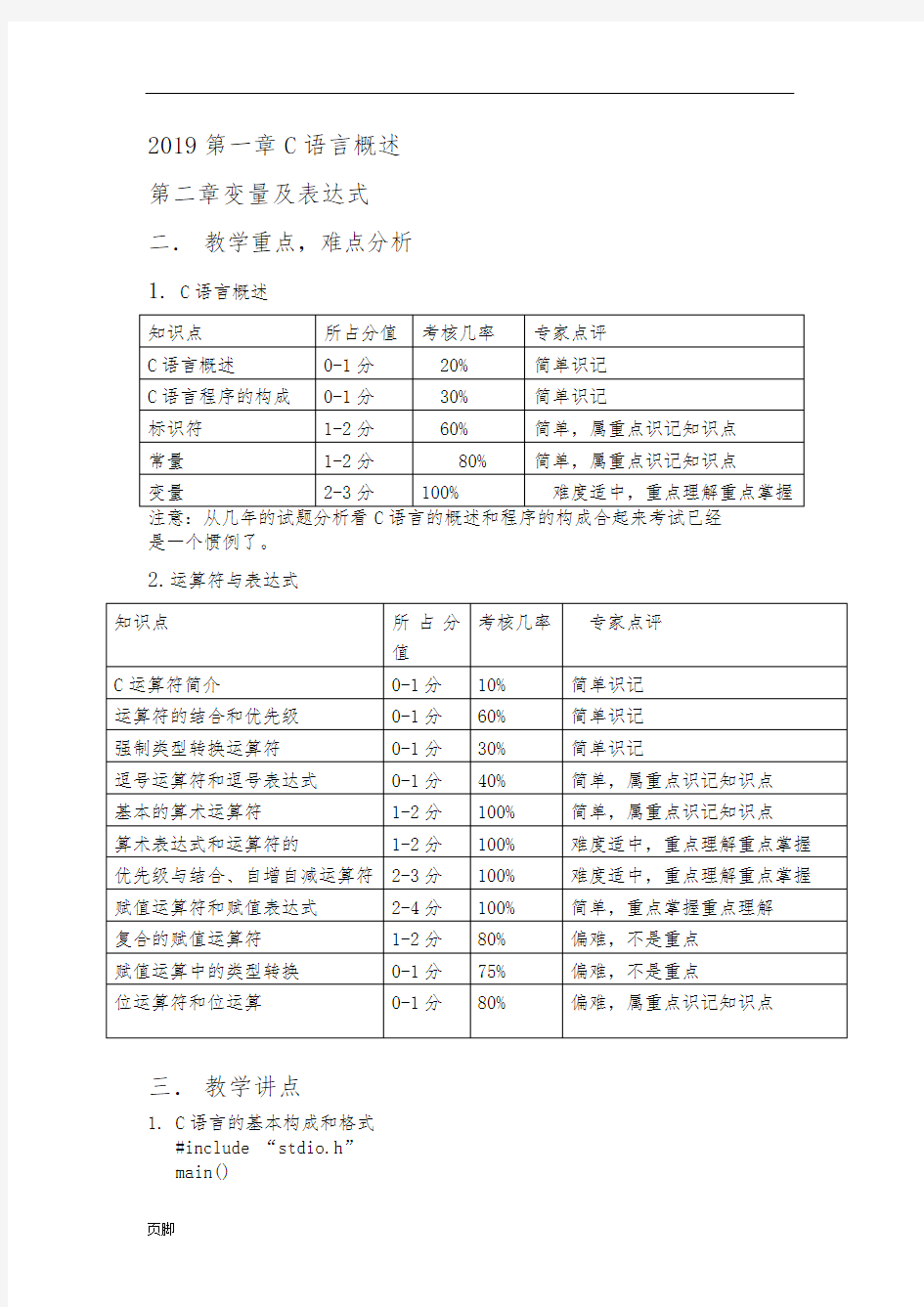 2019计算机二级C语言(完整复习资料)