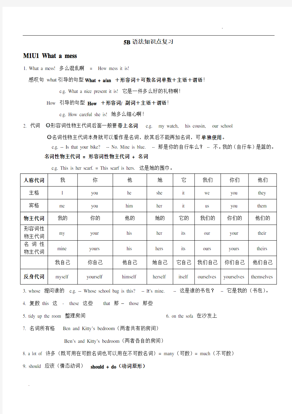 上海牛津英语5B语法知识点复习