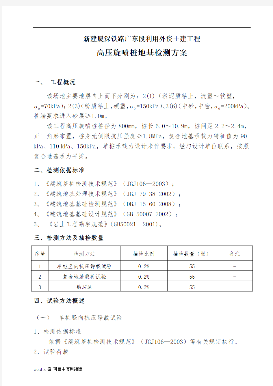 高压旋喷桩检测方案