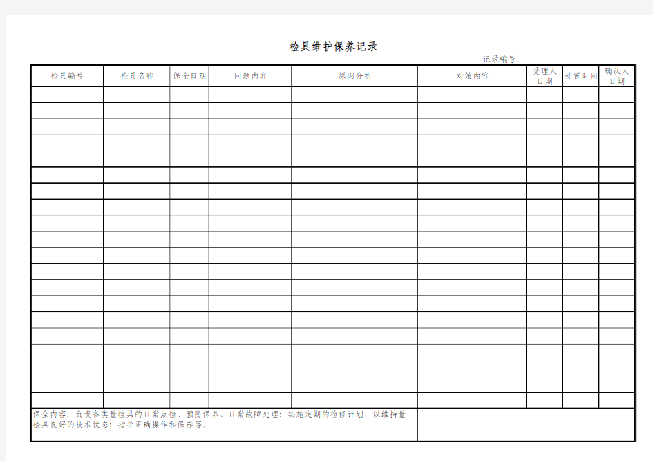 检具维护保养记录