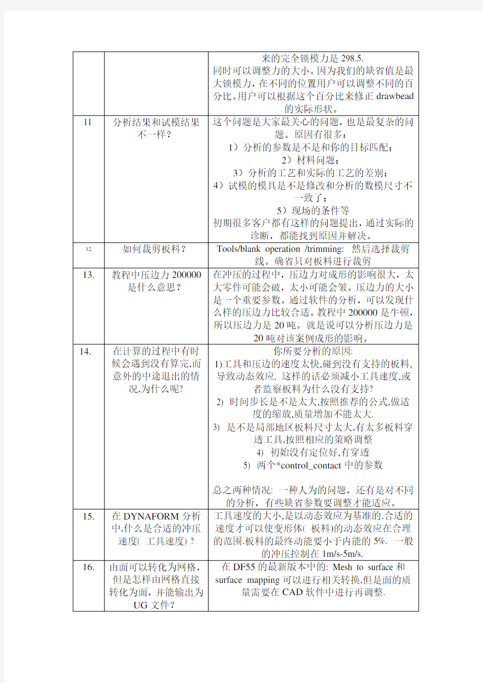 dynaform经典问答集