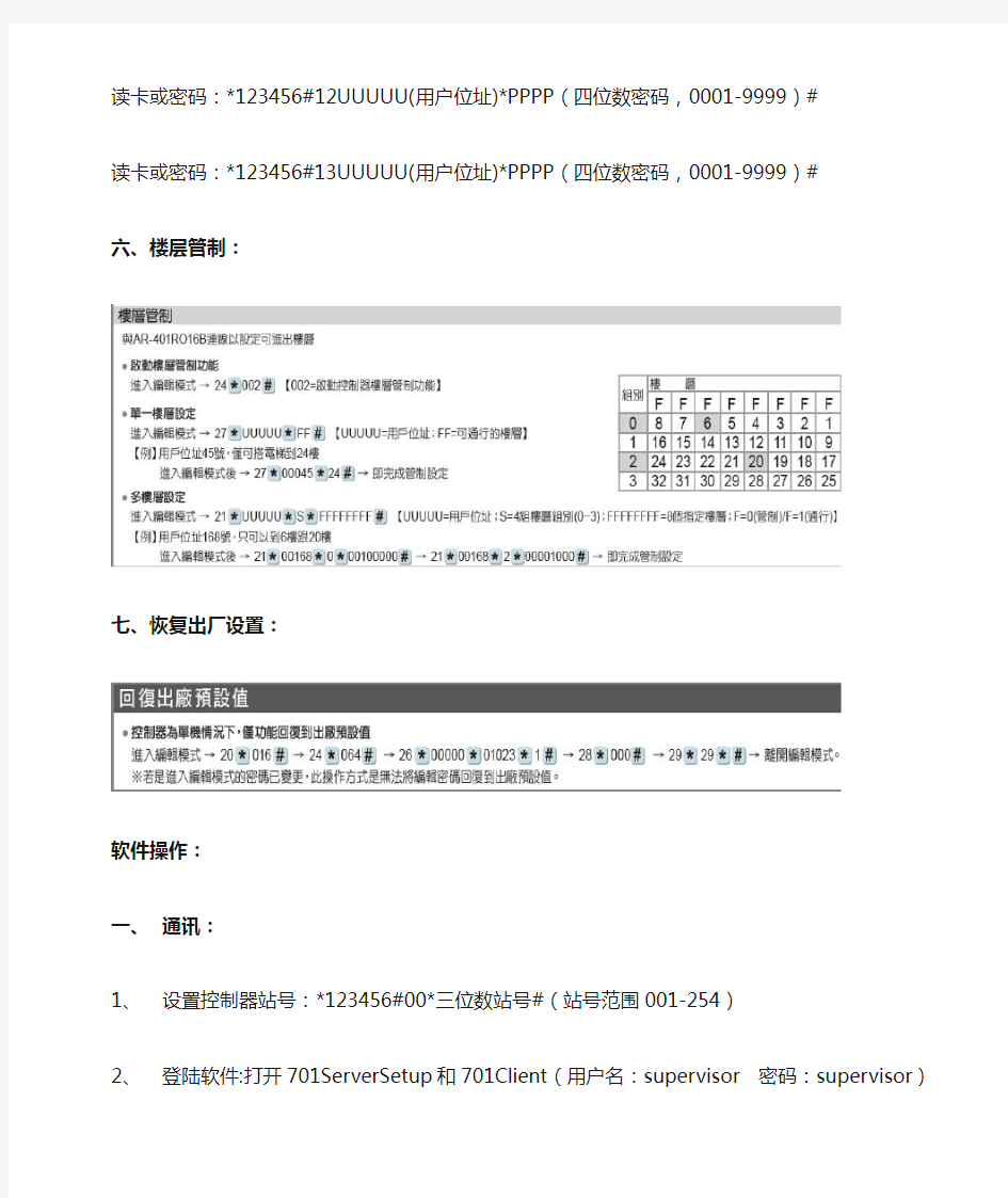 梯控系统简易操作说明