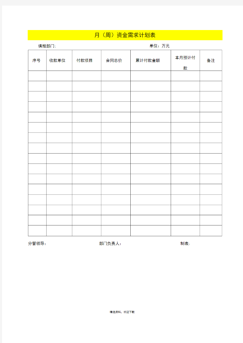 财务报销常用表格