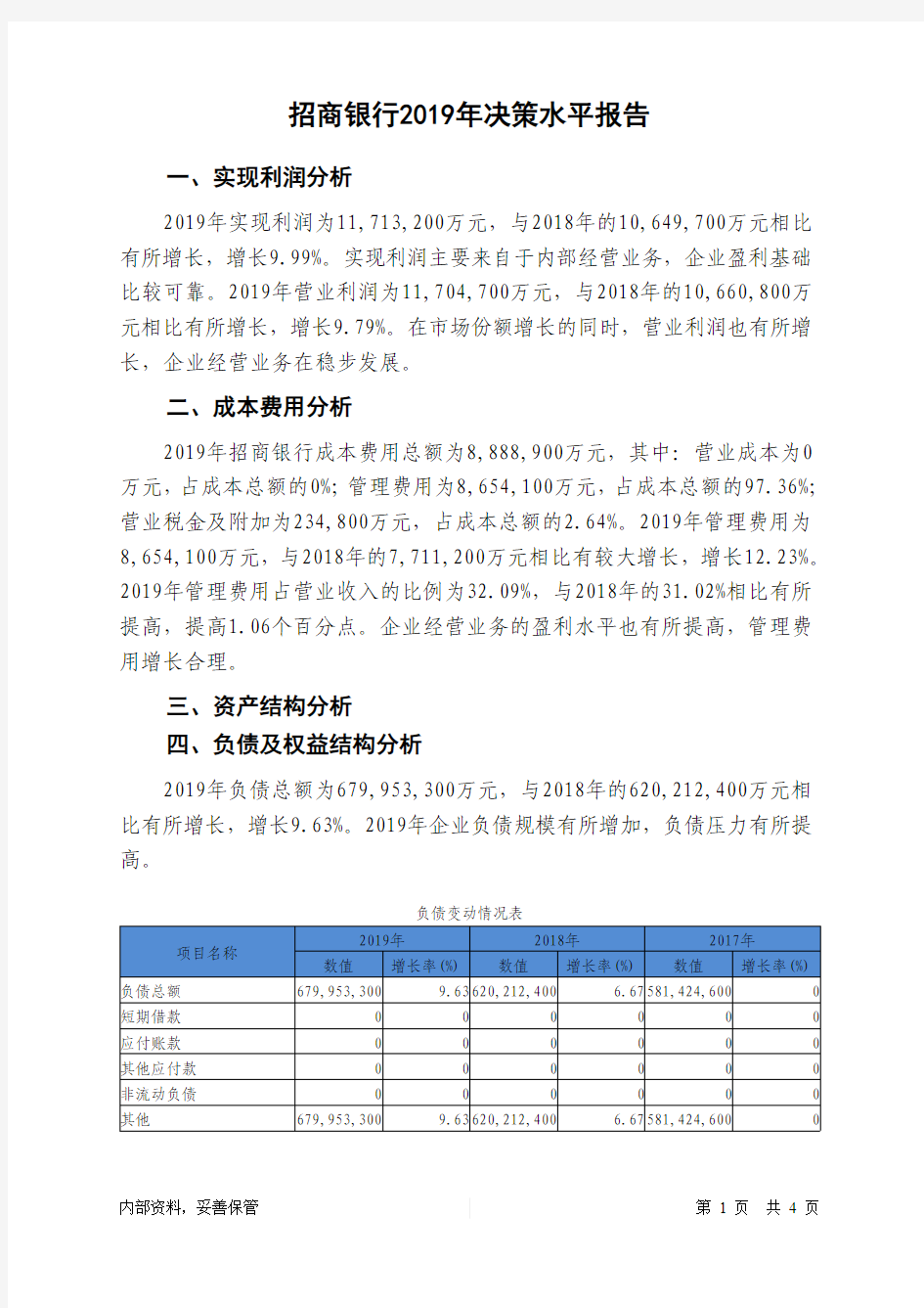 招商银行2019年决策水平分析报告-智泽华