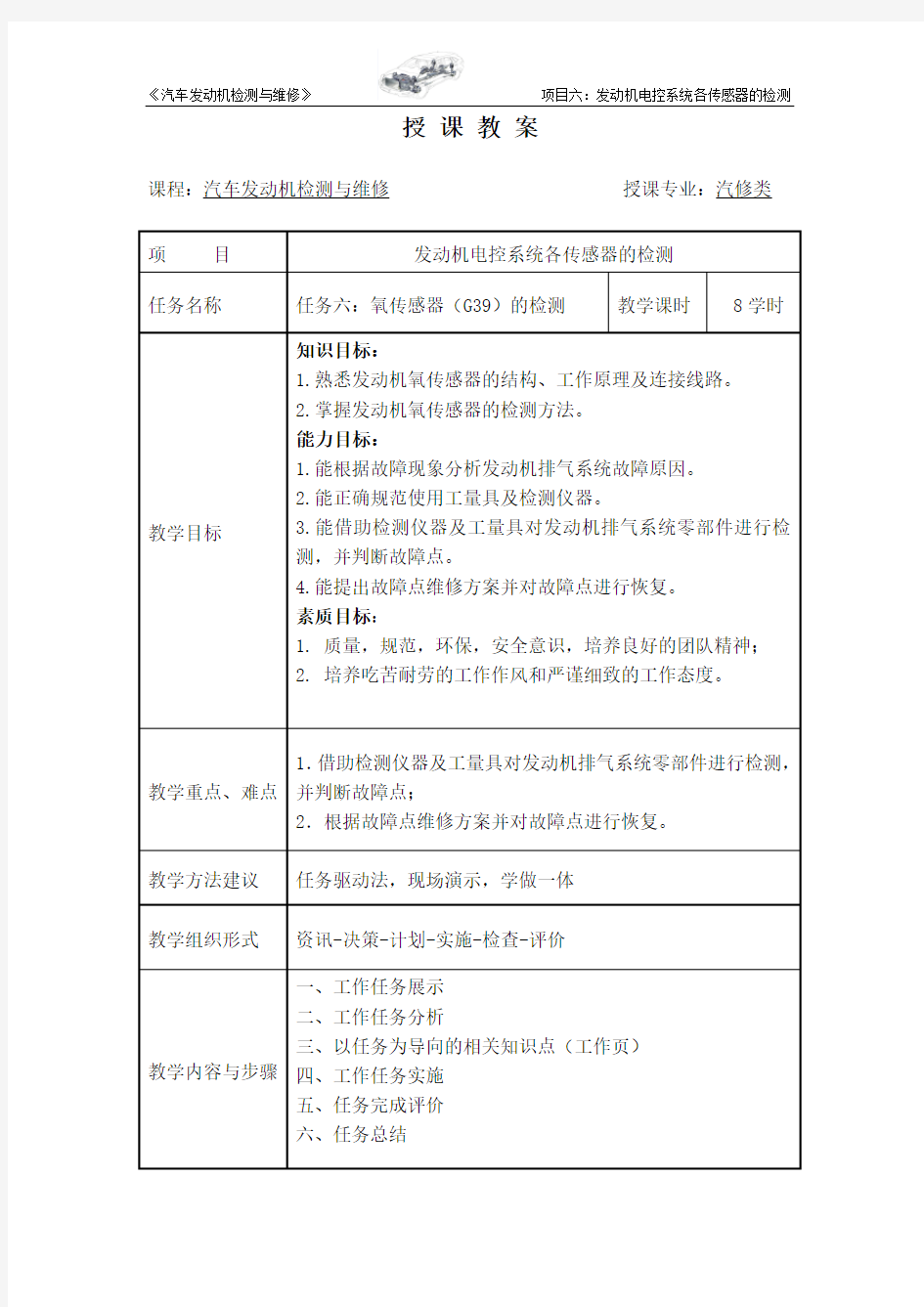 任务六：氧传感器(G39)的检测