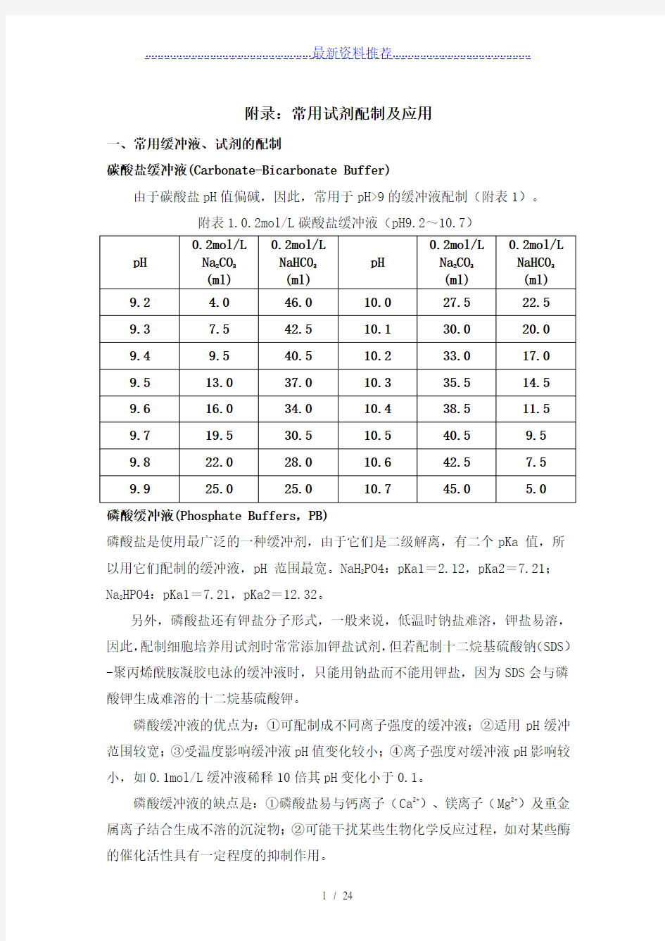 溶液各种配制