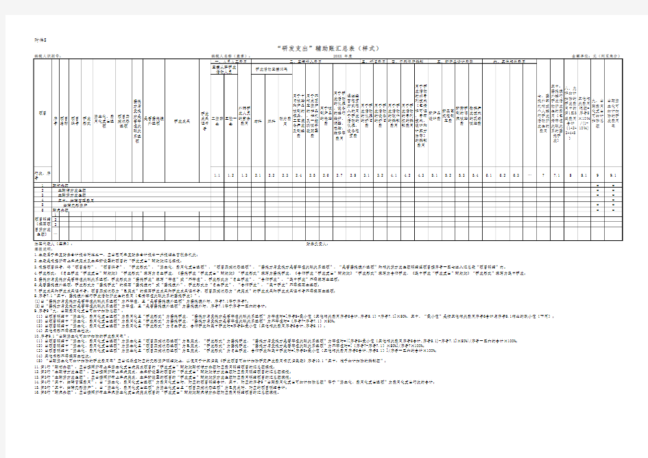 “研发支出”辅助账汇总表2017版
