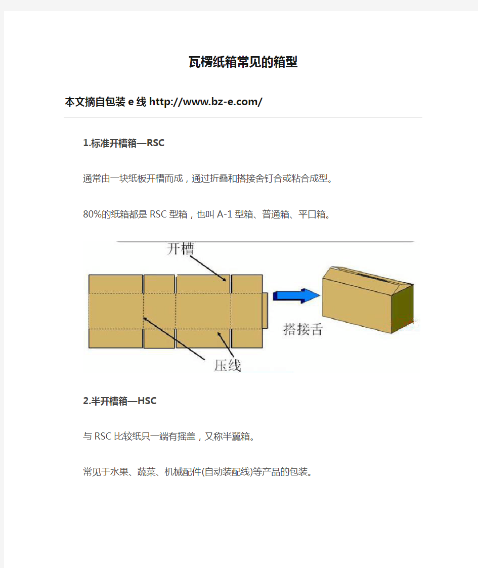 瓦楞纸箱常见的箱型解析