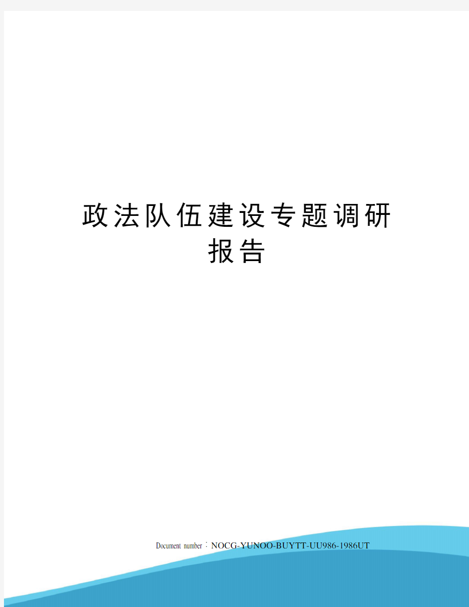 政法队伍建设专题调研报告