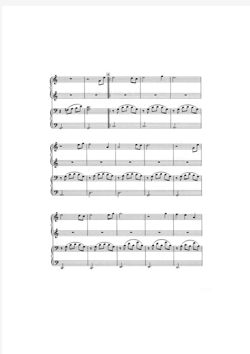 世界的约定  久石让  原版 正谱 钢琴谱 五线谱 四手联弹 .pdf