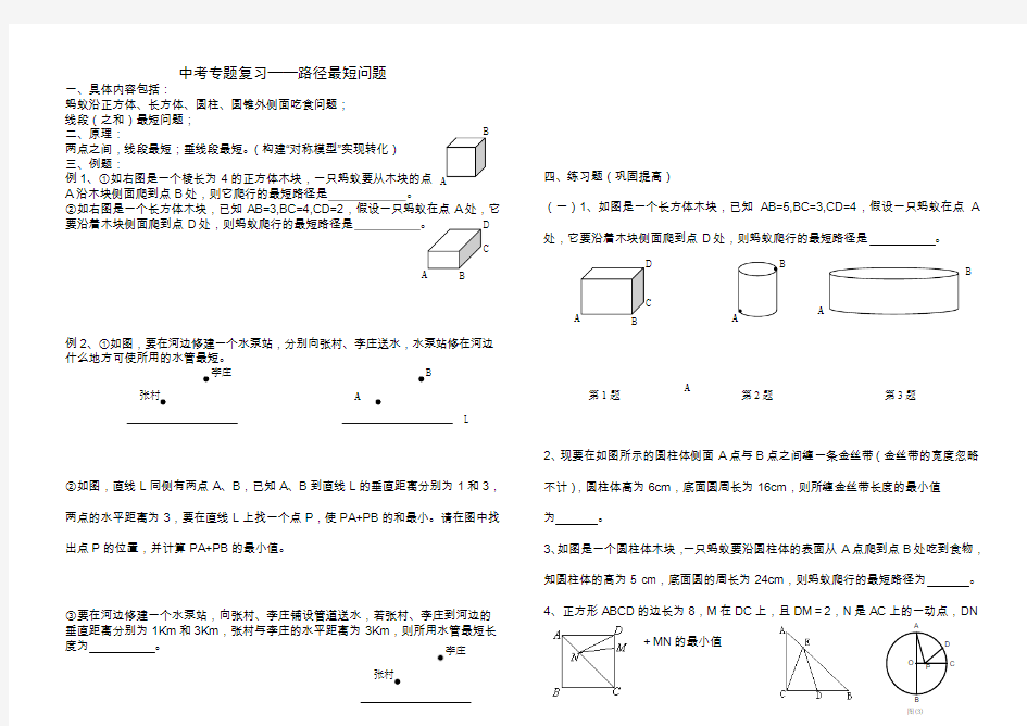 中考专题复习最短路径问题