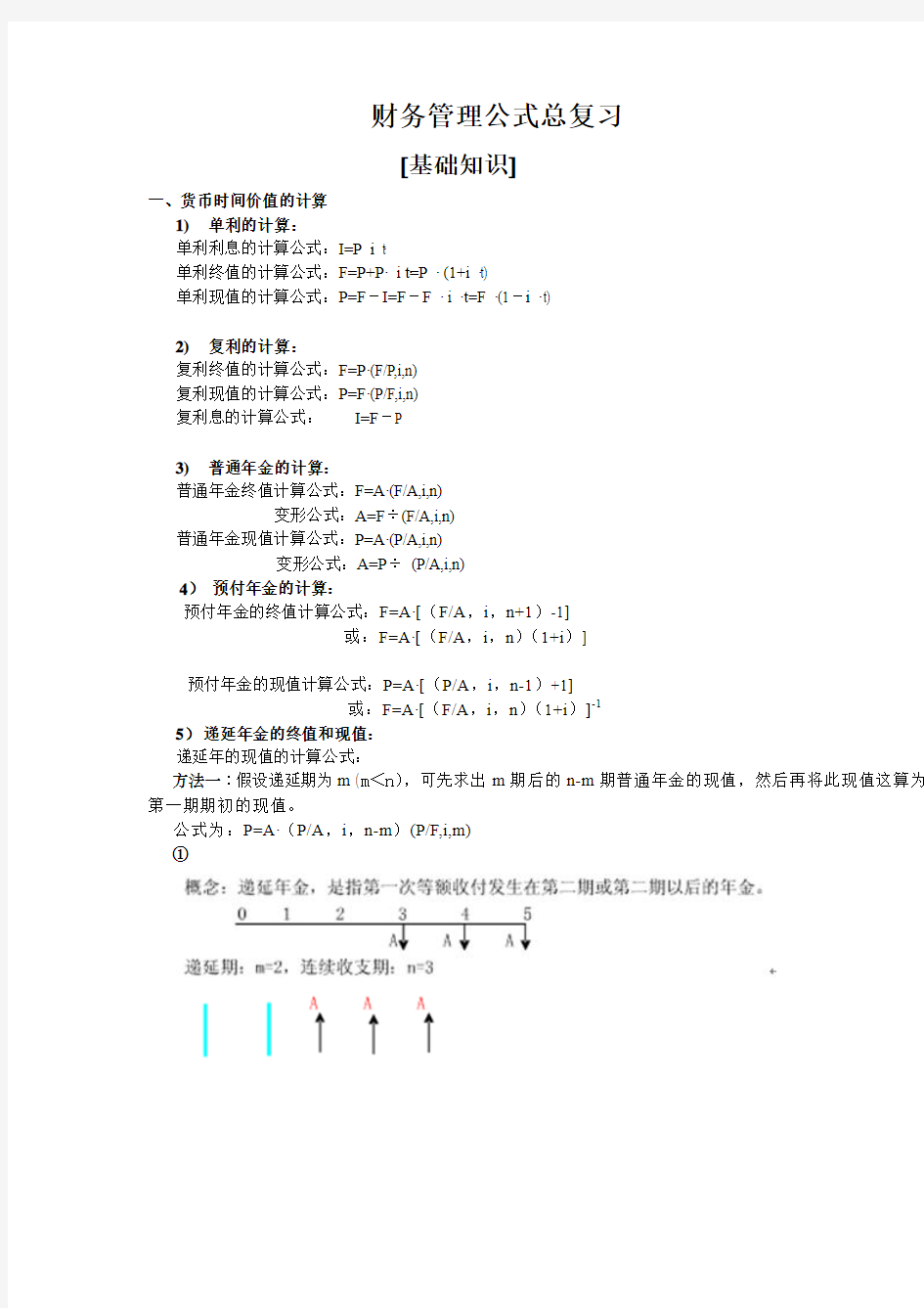 财务管理公式总复习