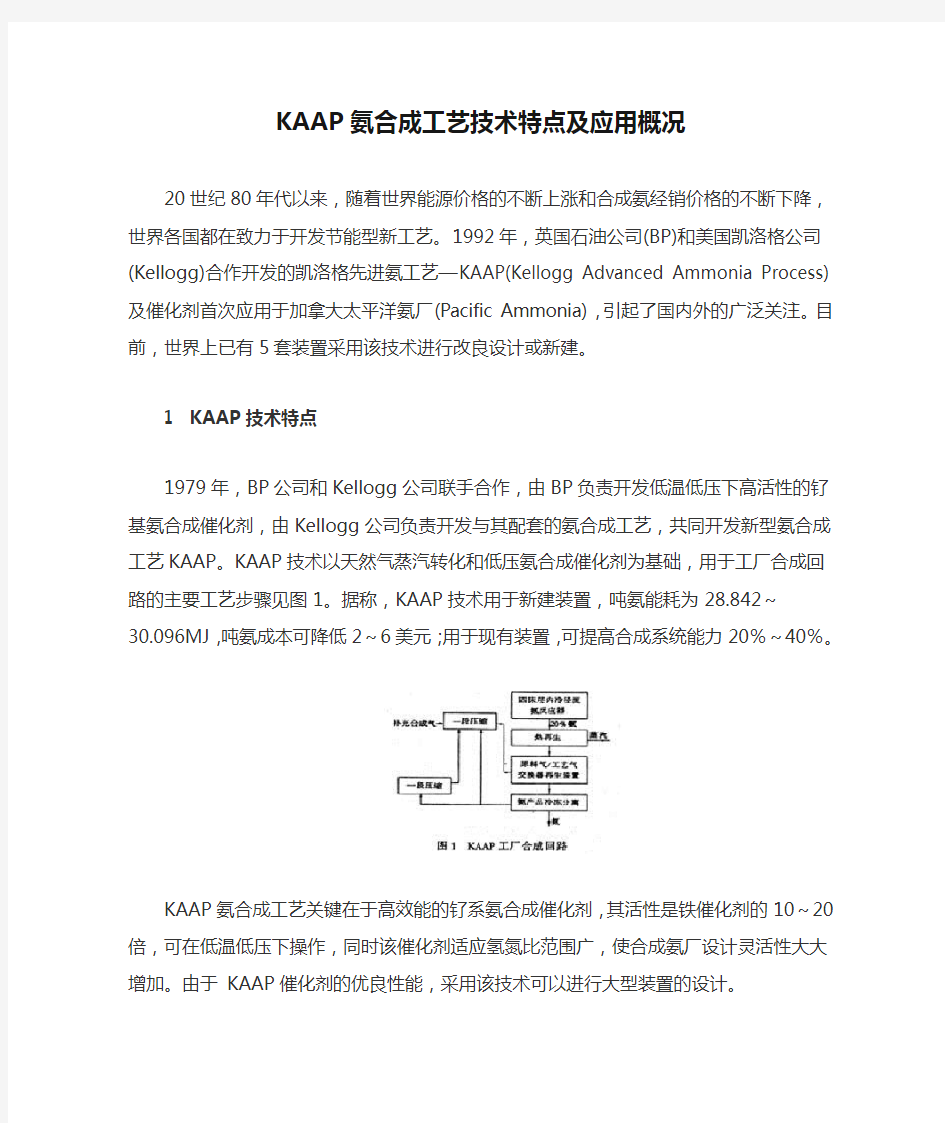 KAAP氨合成工艺技术特点及应用概况