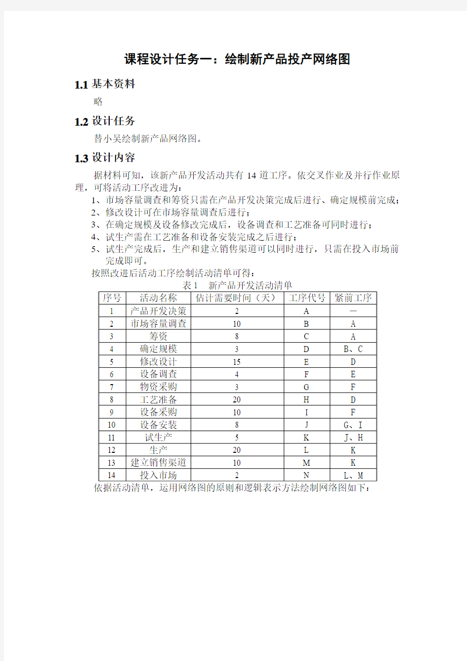 生产管理课程设计