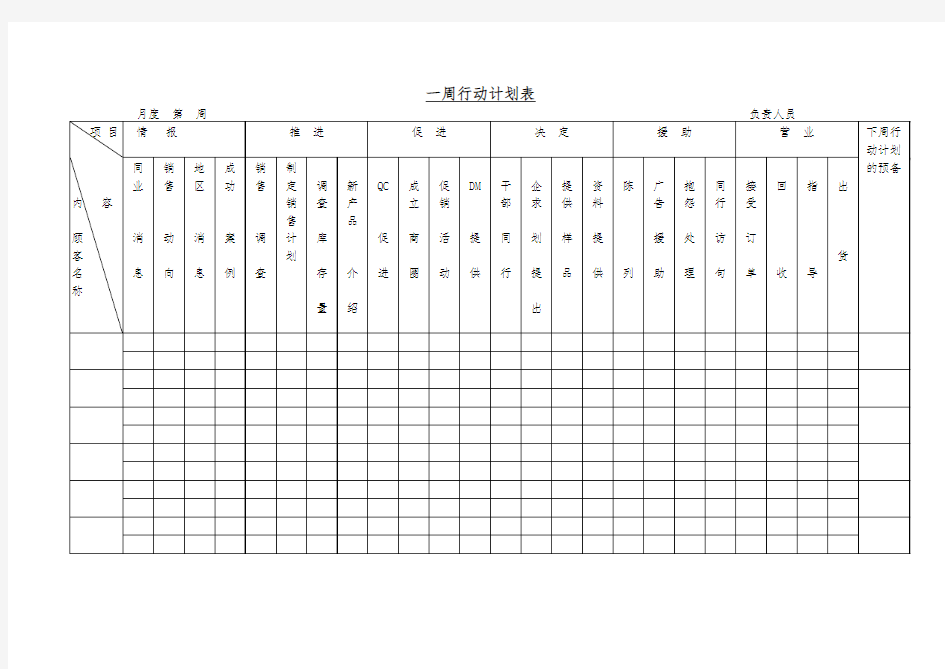 周行动计划表