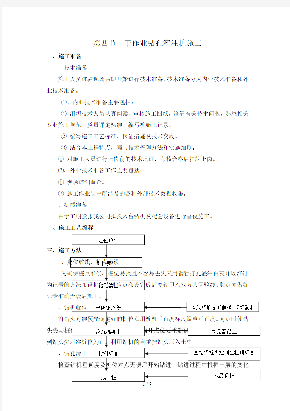 干作业钻孔灌注桩施工