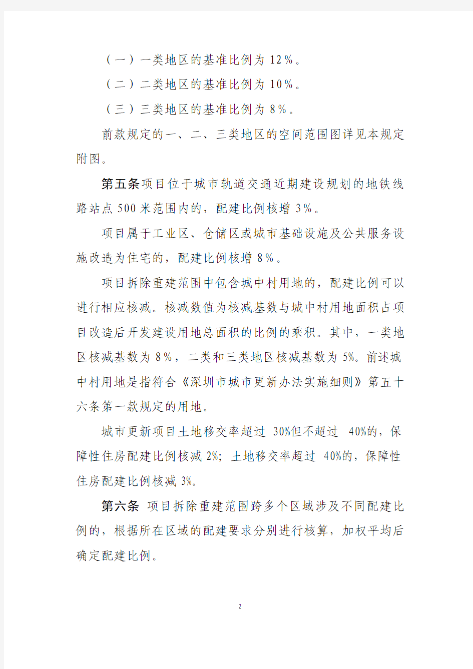 深圳市城市更新项目保障性住房配建规定