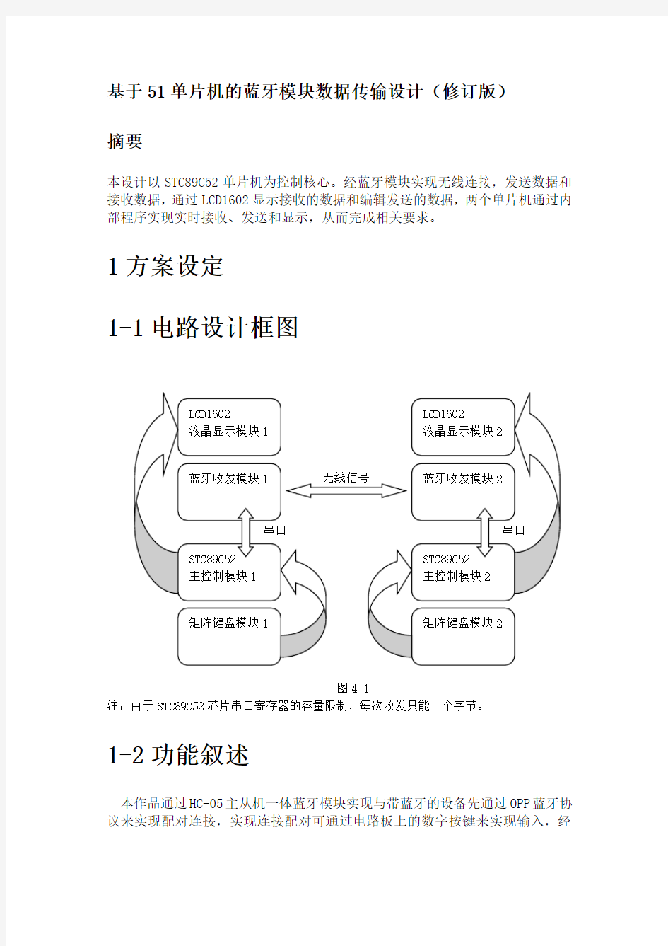 基于51单片机蓝牙模块传输数据毕业设计作品