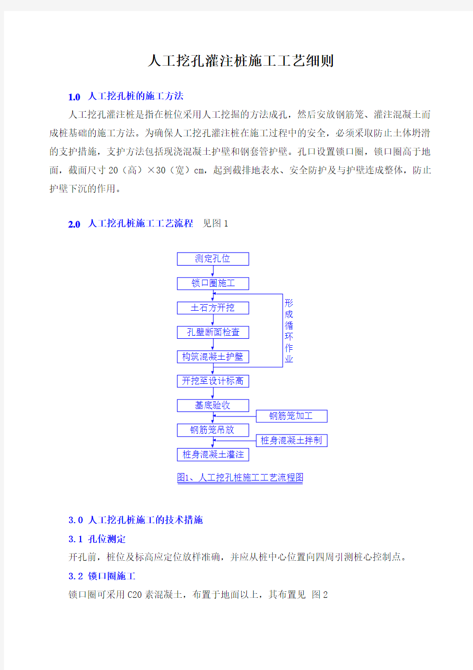 人工挖孔灌注桩施工工艺