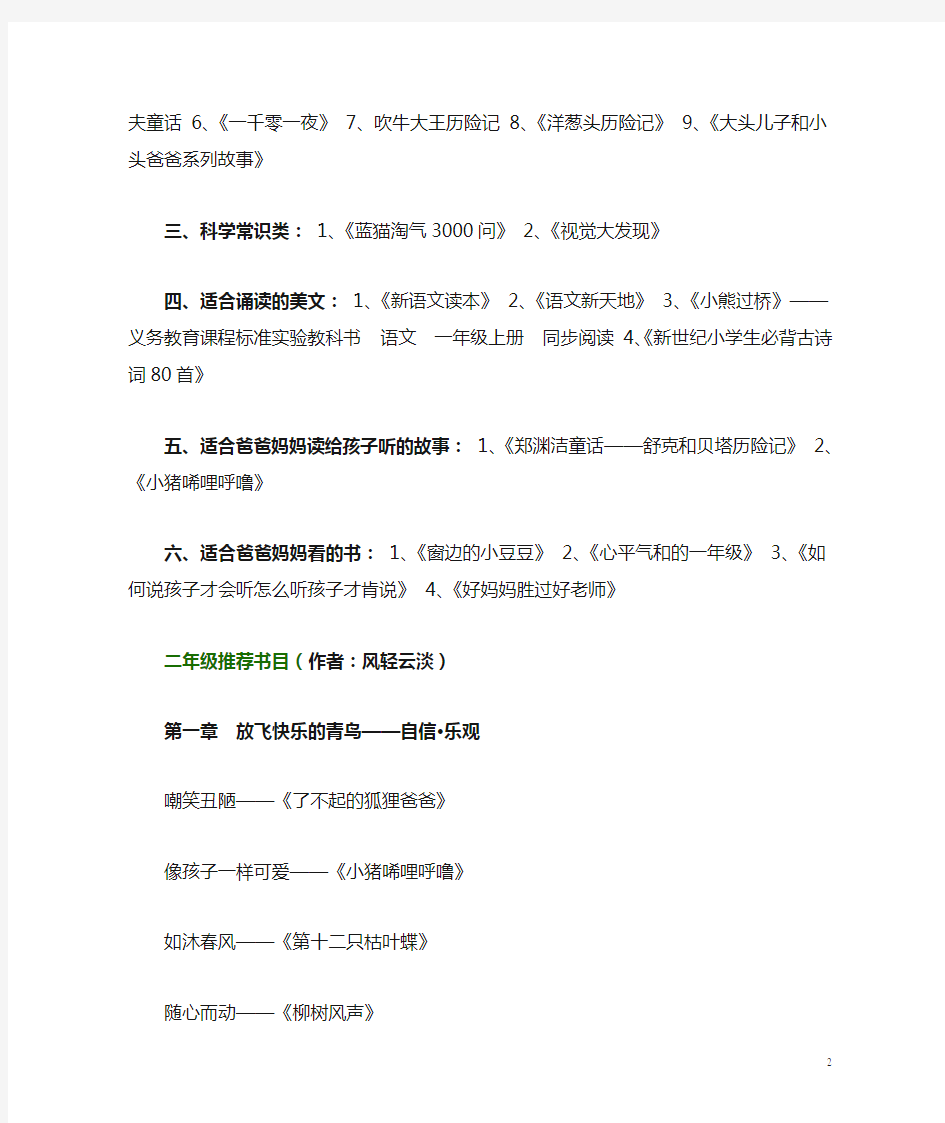 2017年上海重点民办最新小学生课外阅读书目