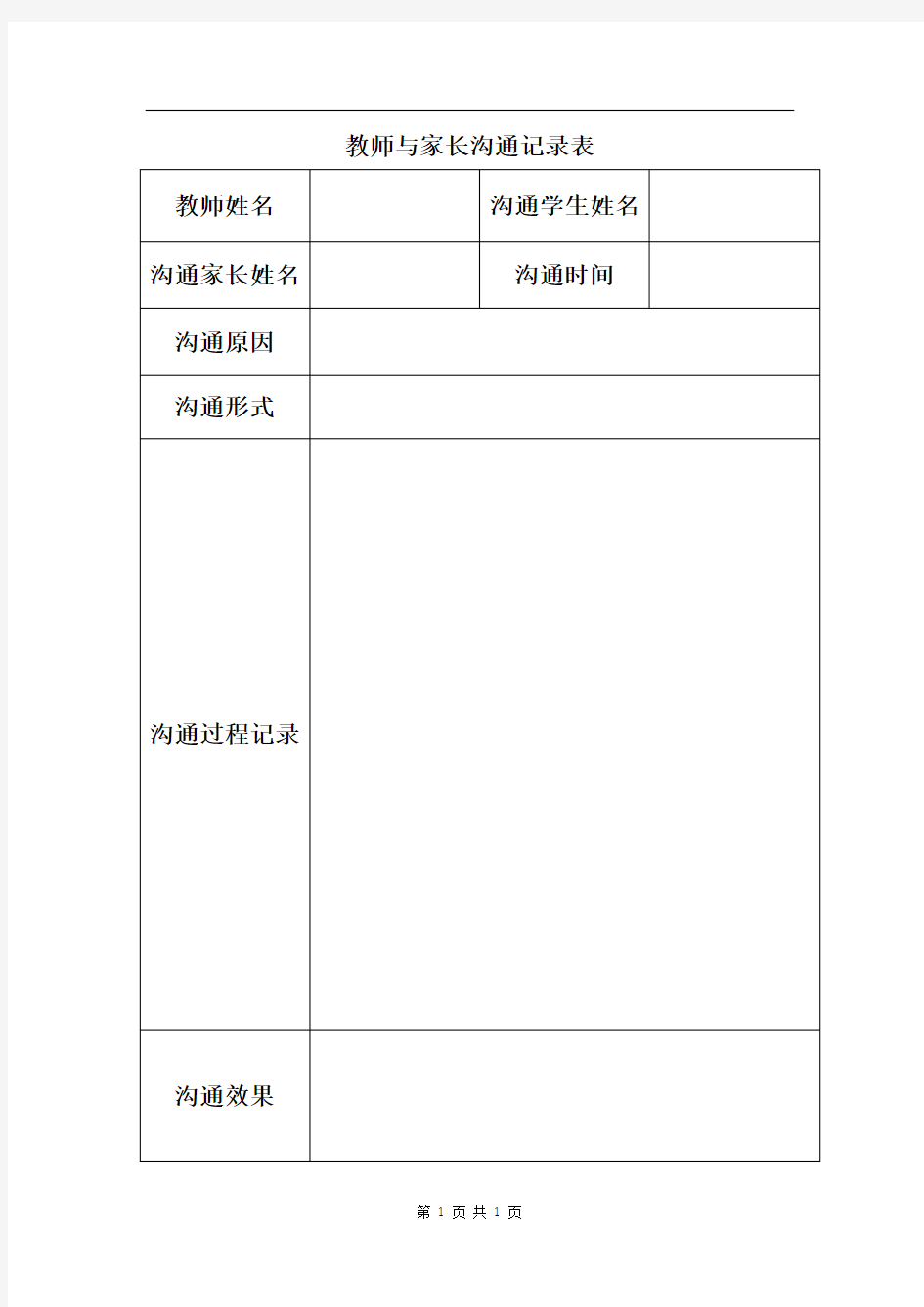 教师与家长沟通记录表