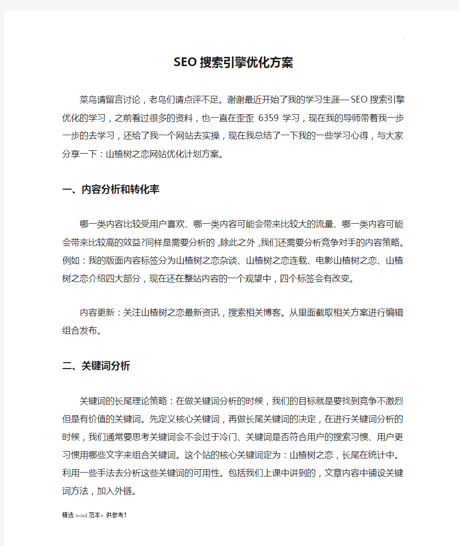 SEO搜索引擎优化方案