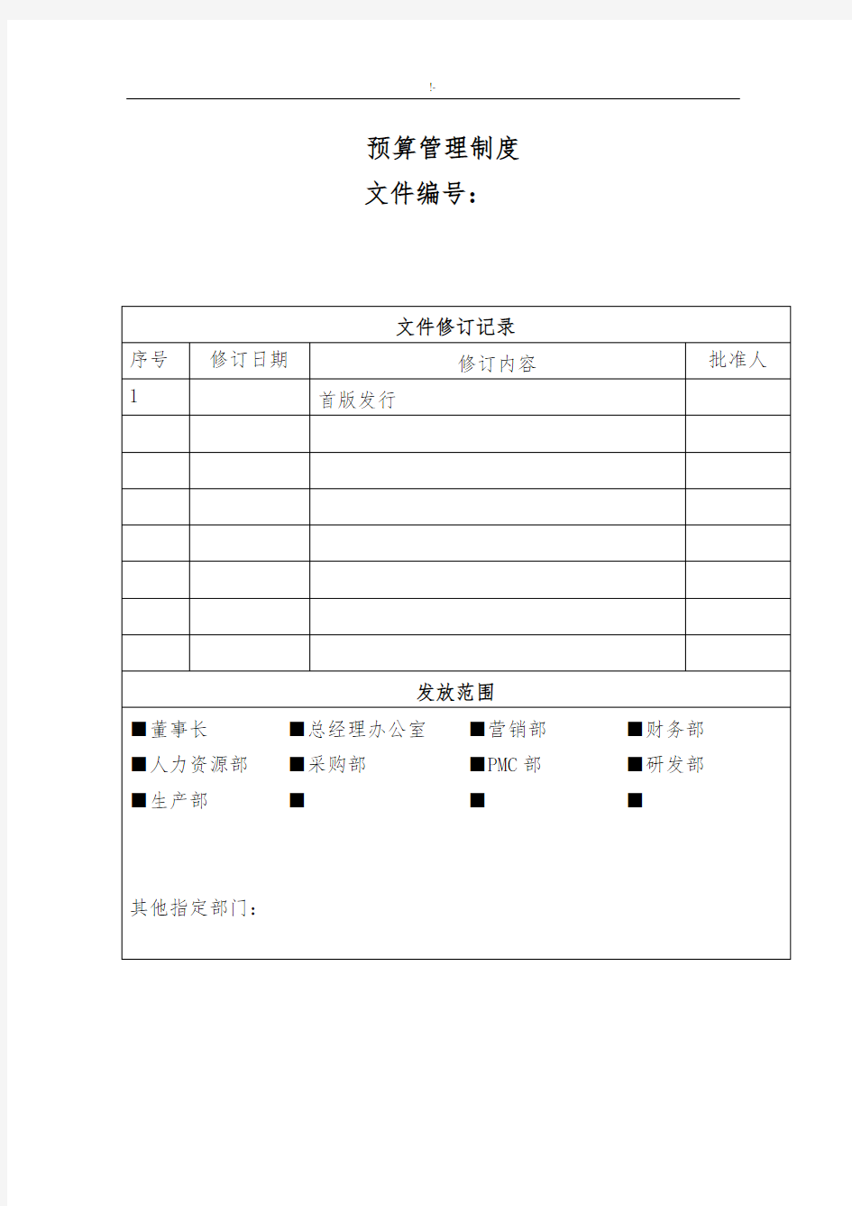 全面预算管理方案计划章程制度