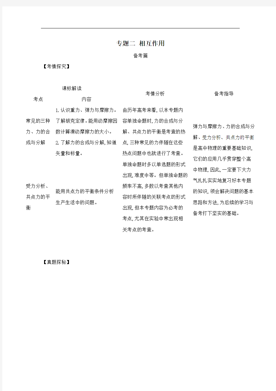 江苏专用2021高考物理一轮复习专题二相互作用含解析