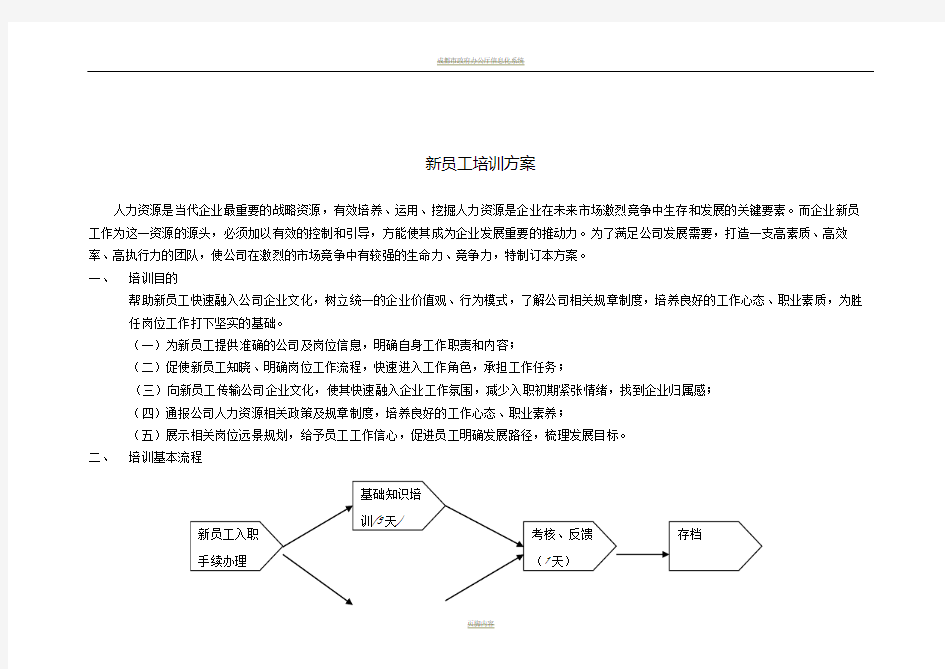 XXXX公司新员工培训方案