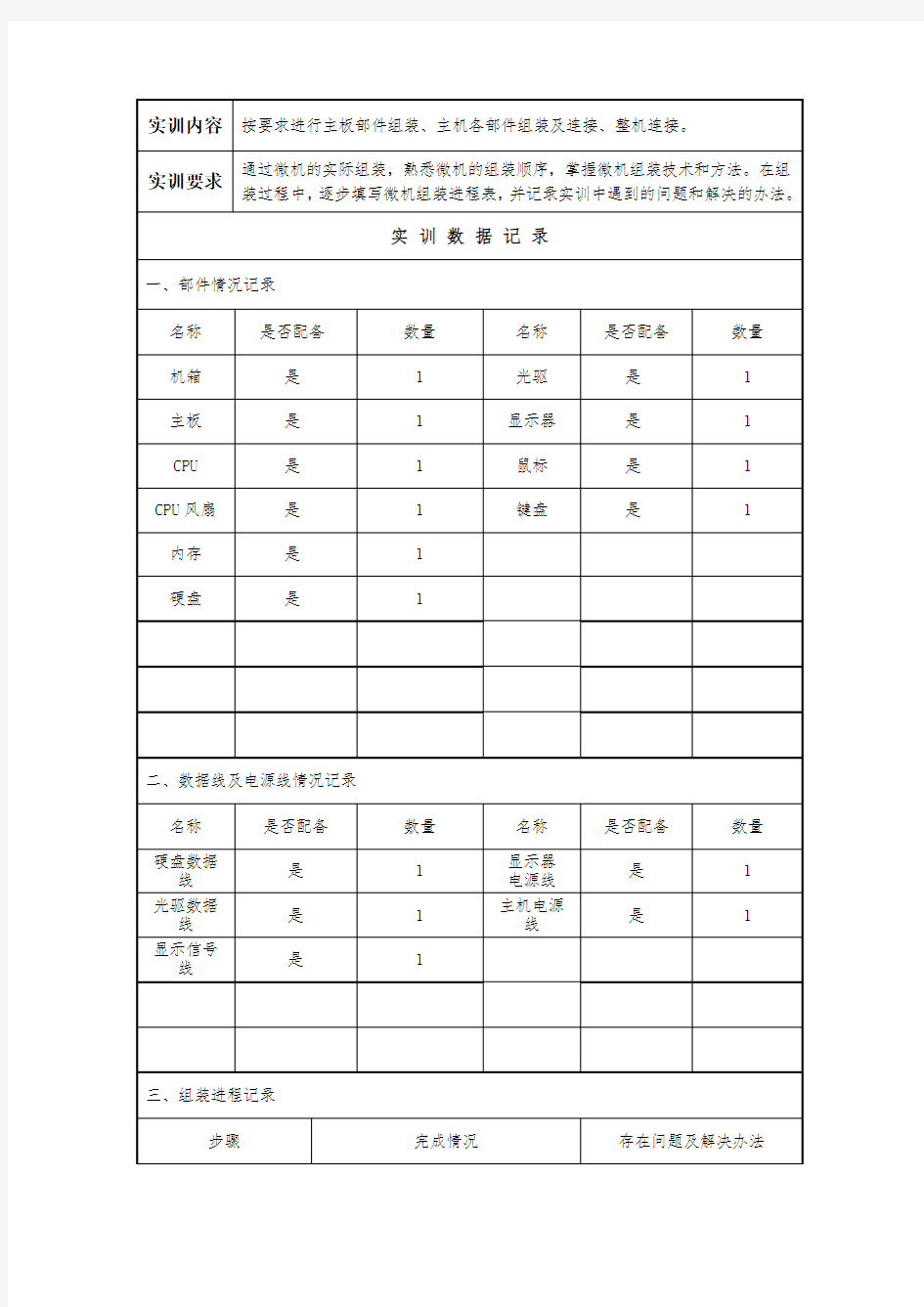 实训5-组装微机实训报告