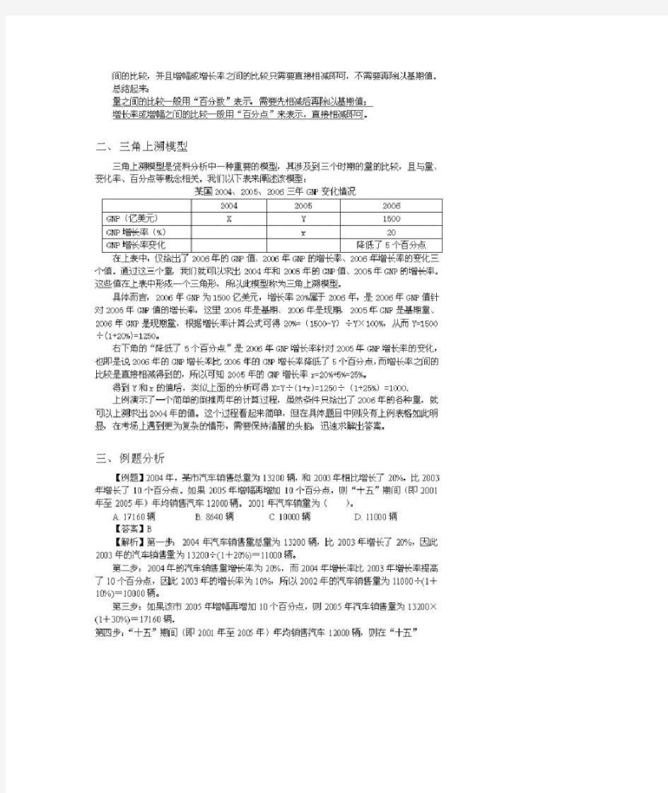 资料分析之三角上溯模型应用技巧