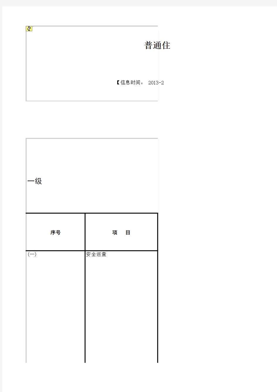 普通住宅物业服务等级标准  (1)