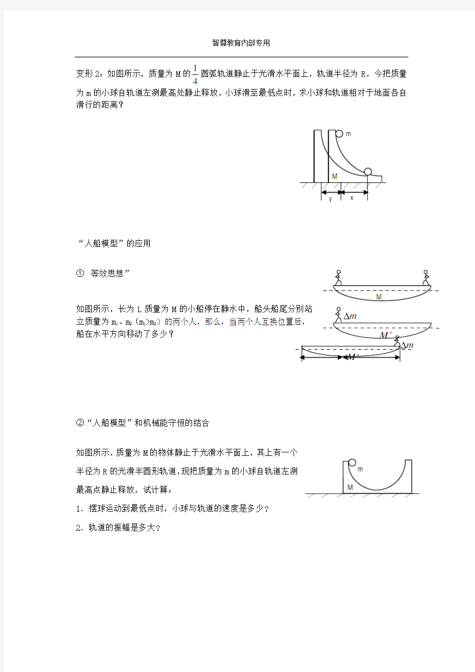 高中物理动量守恒定律人船模型