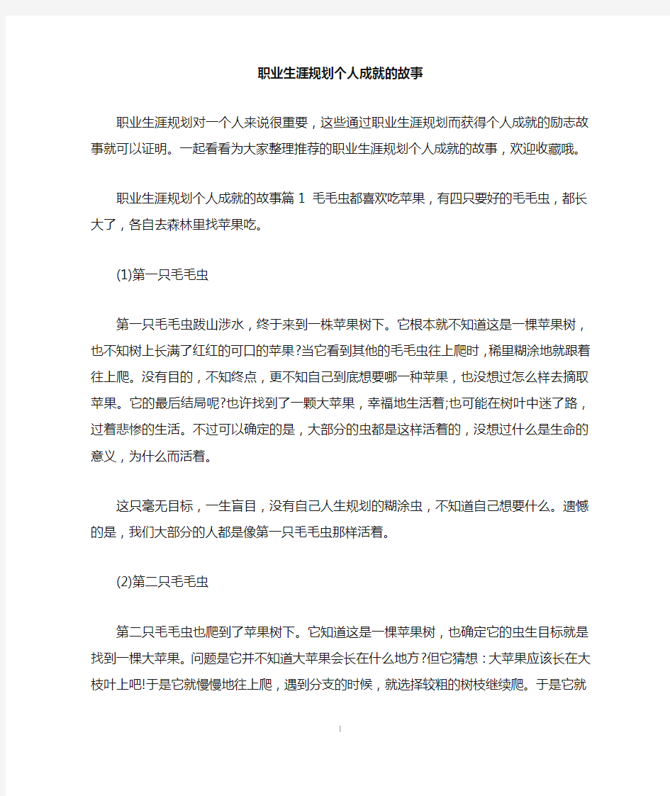 职业生涯规划个人成就的故事