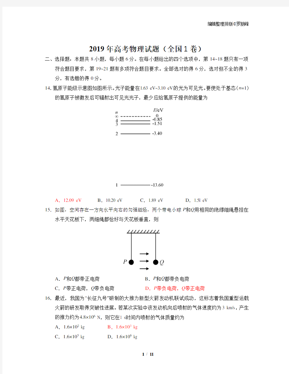 2019年高考物理试题(全国1卷)lpf