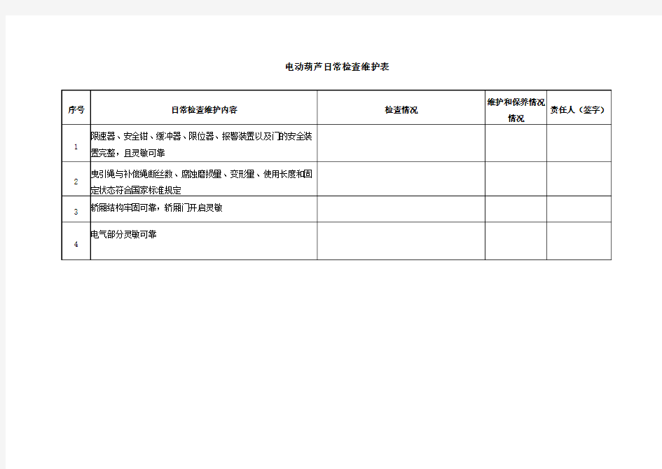 特种设备日常检查维护表