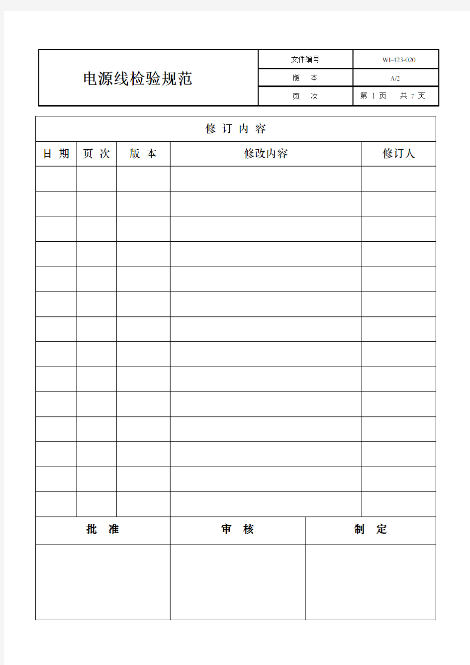 电源线检验标准