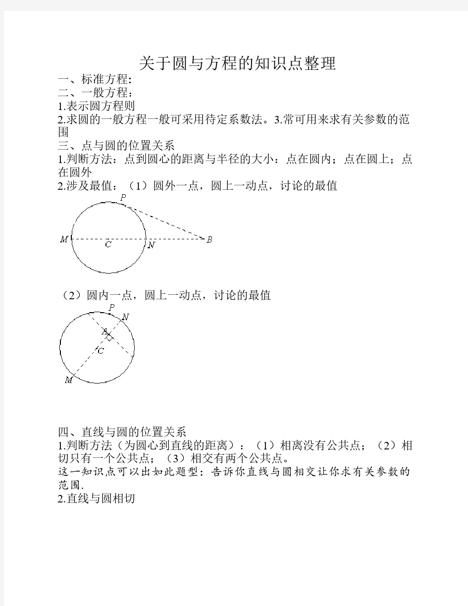 圆与方程知识点整理