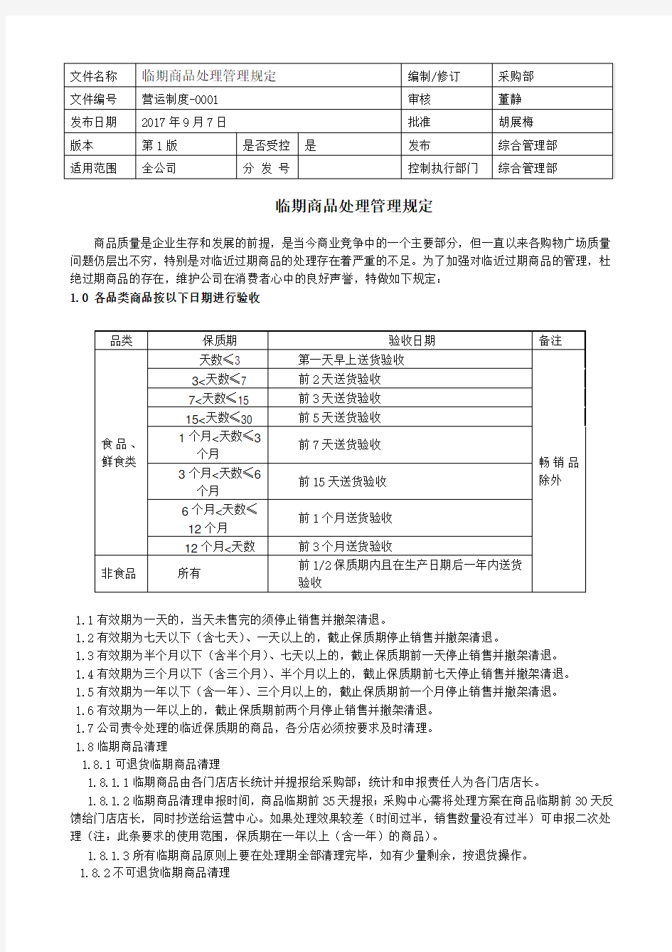 临期及问题商品处理流程