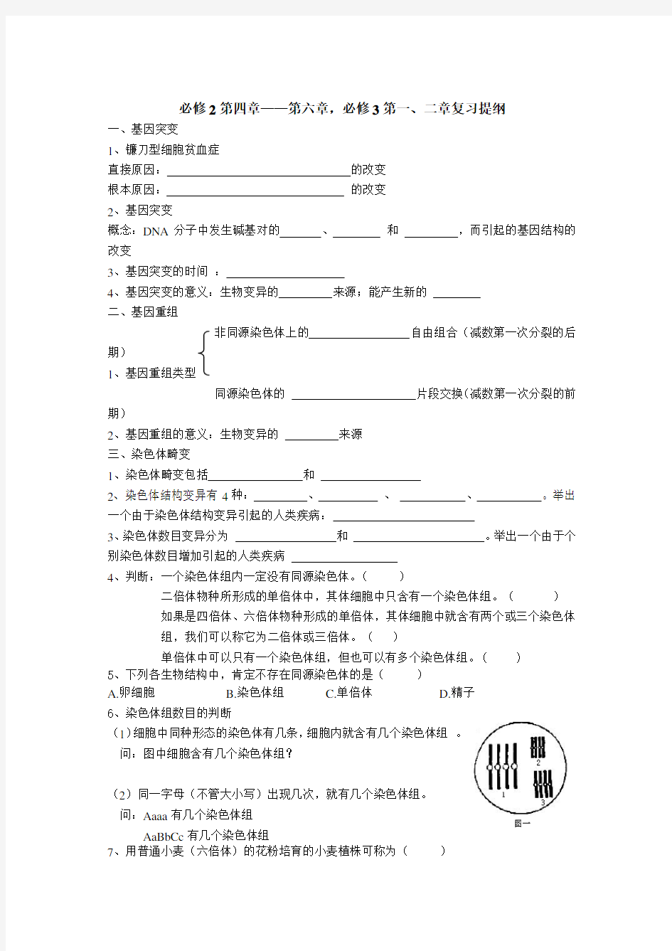 浙科版第四章《生物的变异》word教案