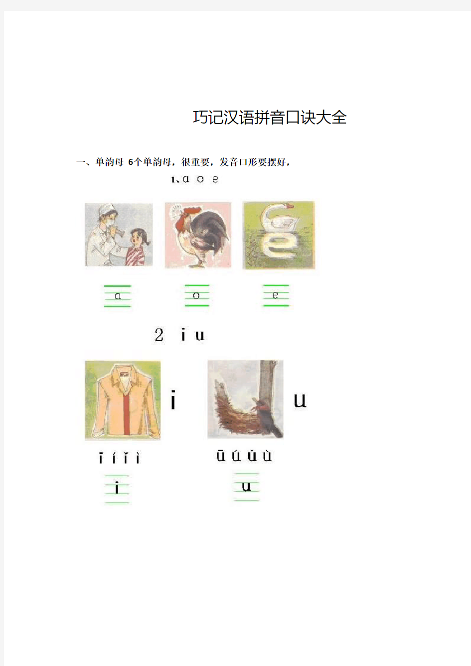 汉语拼音总结学习
