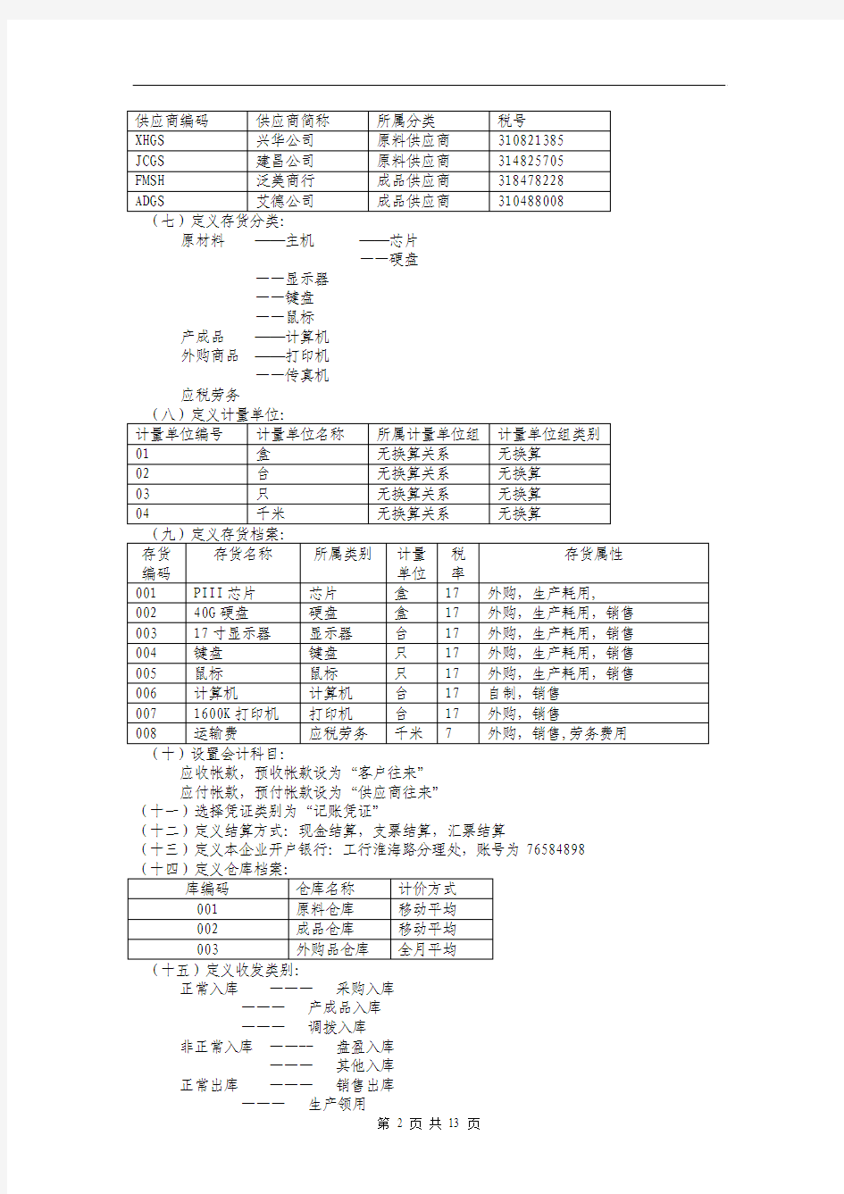 财务供应链练习题